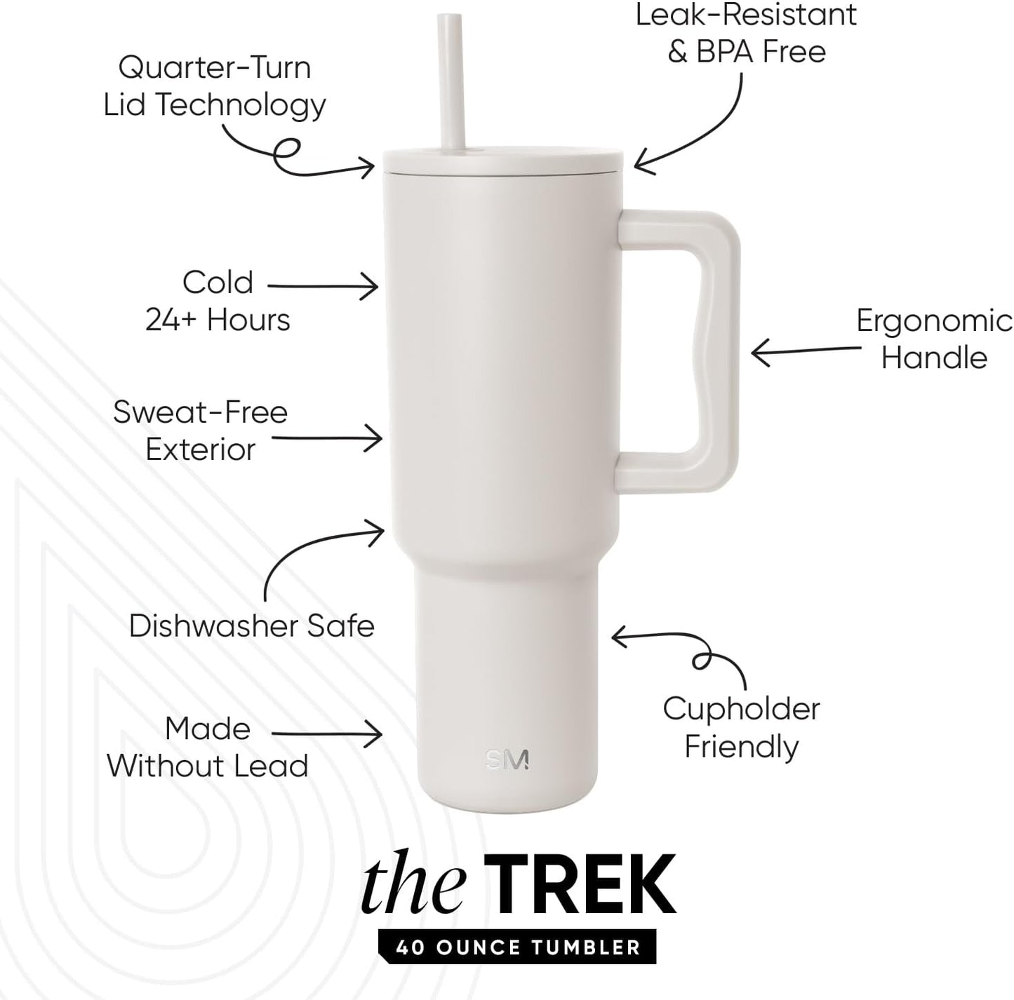 Simple Modern 40 oz Trek Tumbler with Handle and Straw Lid | Cup Holder Friendly Insulated Stainless Steel Travel Mug | Sea Glass Sage - Colors B