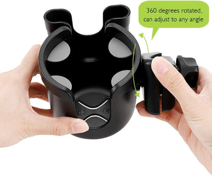 Accmor Stroller Cup Holder with Phone Holder, Bike Cup Holder, Universal Cup Holder for Uppababy Nuna Doona Strollers, 2-in-1 Cup Holder for Walker, Wheelchair, Scooter - Colors B