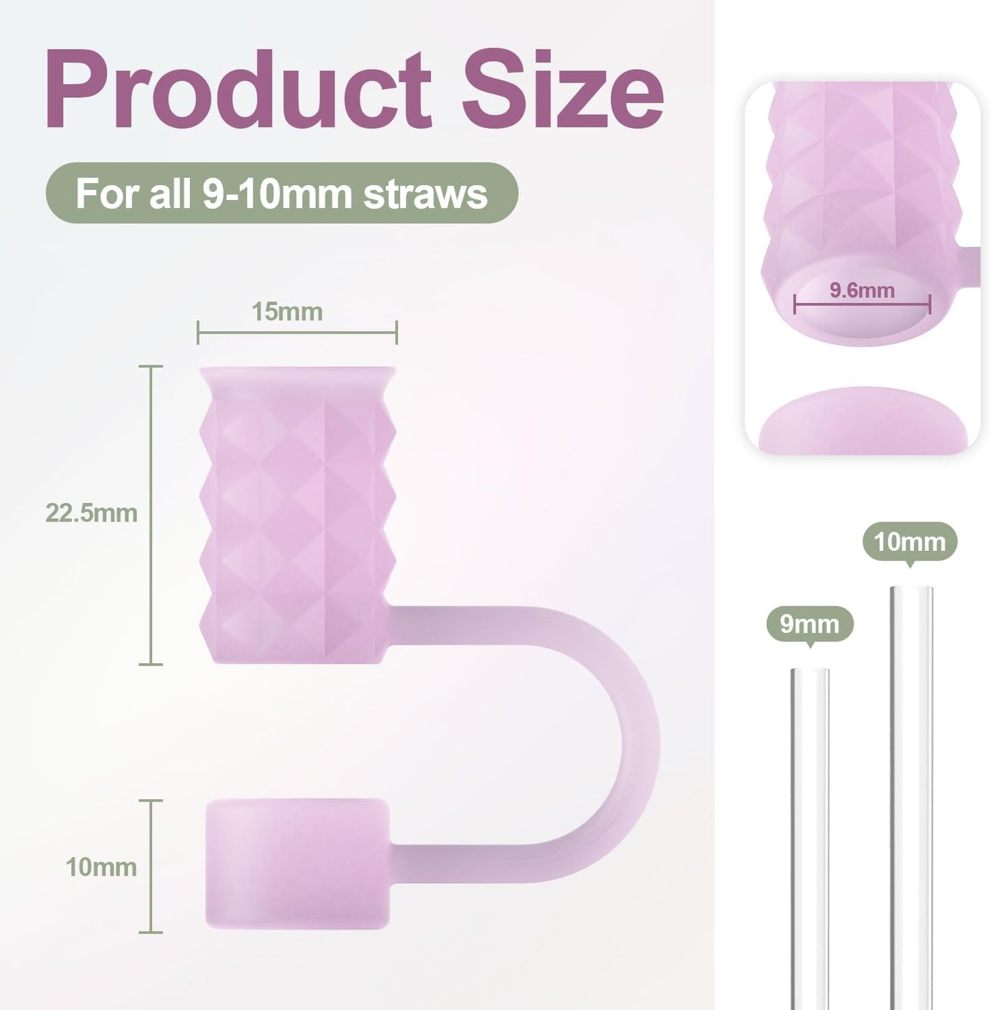 YOTIME 6Pcs Silicone Straw Covers Cap, 0.39in/10mm Straw Toppers Compatible with Stanley Cup 40 & 30 oz, Reusable Dust-Proof Cover Cap for Tumbler with Handle, Starlight