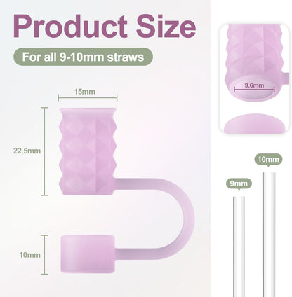 YOTIME 6Pcs Silicone Straw Covers Cap, 0.39in/10mm Straw Toppers Compatible with Stanley Cup 40 & 30 oz, Reusable Dust-Proof Cover Cap for Tumbler with Handle, Starlight