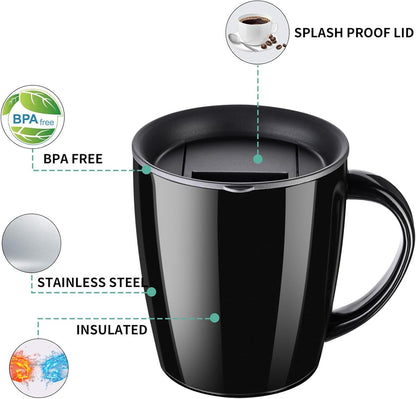 PARACITY Insulated Coffee Mug Stainless Steel Coffee Mug with Lid Handle Double Wall Vacuum Travel Mug Camping Tumbler Cup Men Women 12 oz (Blue)