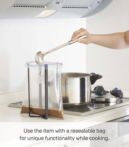 YAMAZAKI Home Tower Kitchen Multi Eco Stand - Multifunctional Plastic Bag Holder Bottle Dryer - Steel