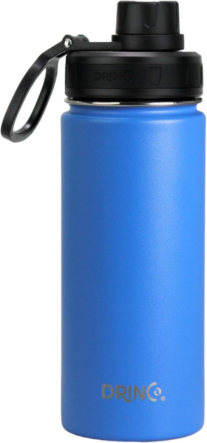 Drinco Stainless Steel Water Bottle Spout Lid Vacuum Insulated Double Wall Water Bottle Wide Mouth (40oz 32oz 22oz 18oz 14oz) Leak Proof Keep Cold Sport Camping Hiking (22 oz, 22oz Black)