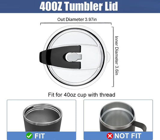 40 OZ Tumbler Lid Compatible for Stanley Cup,Replacement Lids Fit for Stanley Adventure Quencher,for Quencher H2.0 FlowState 40oz Cup, 100% Leakproof and Splash-Proof (Black)