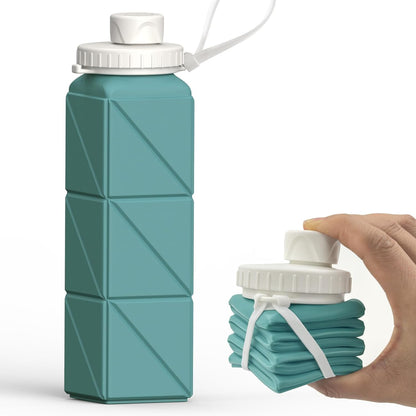 BEAUTAIL Collapsible Water Bottles 20.6oz, Silicone Foldable Portable Travel Water Bottle, Lightweight Reusable Leakproof for Traveling Camping Hiking Cycling Yoga Sports Outdoor