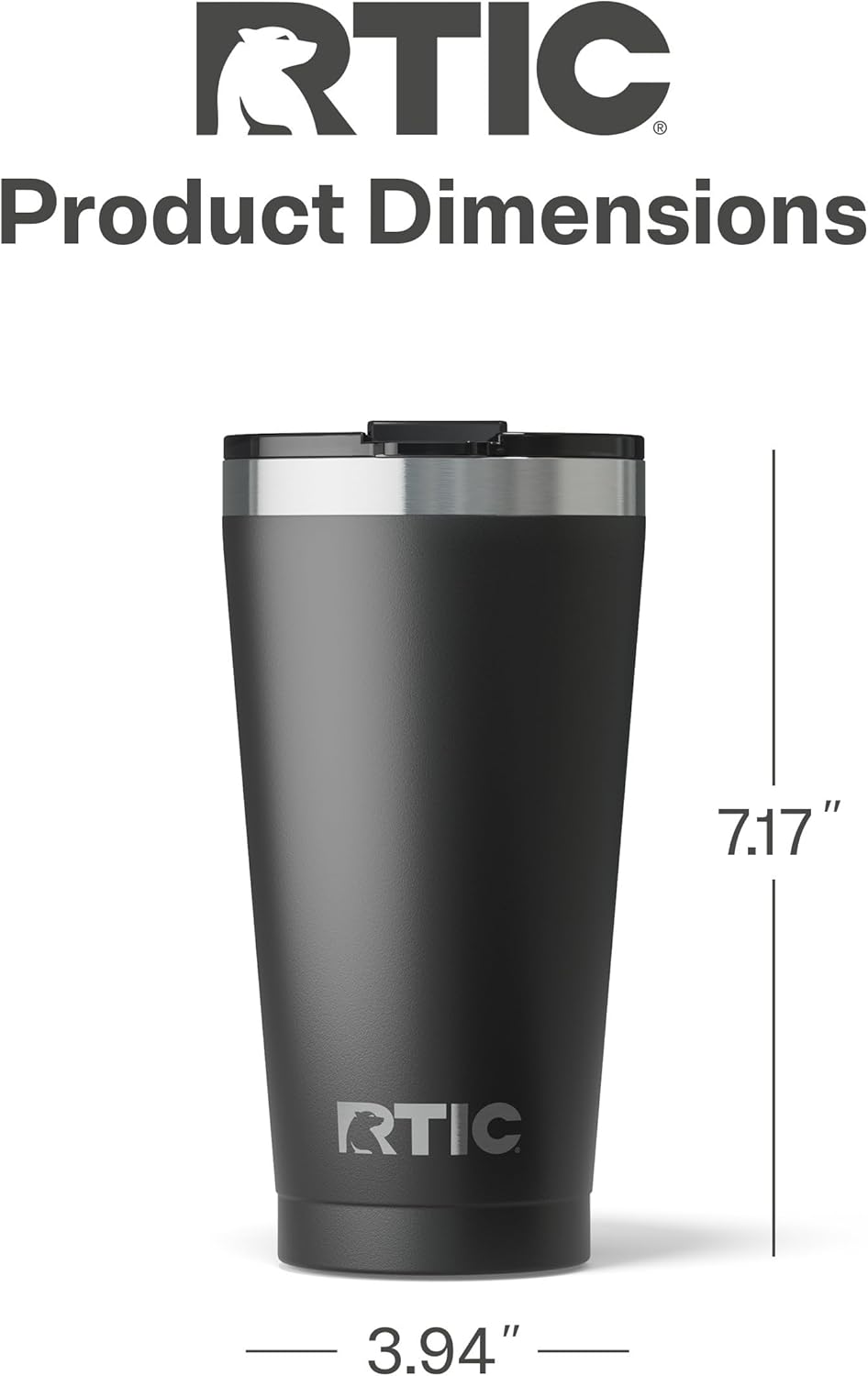 RTIC 16oz Essential Pint Tumbler with Lid, Ceramic Lined, Insulated, Stainless Steel, Metal, Double Wall Vacuum-Insulation, Portable Travel Cup for Beer, Iced Coffee, Tea, Hot and Cold Drink, Olive