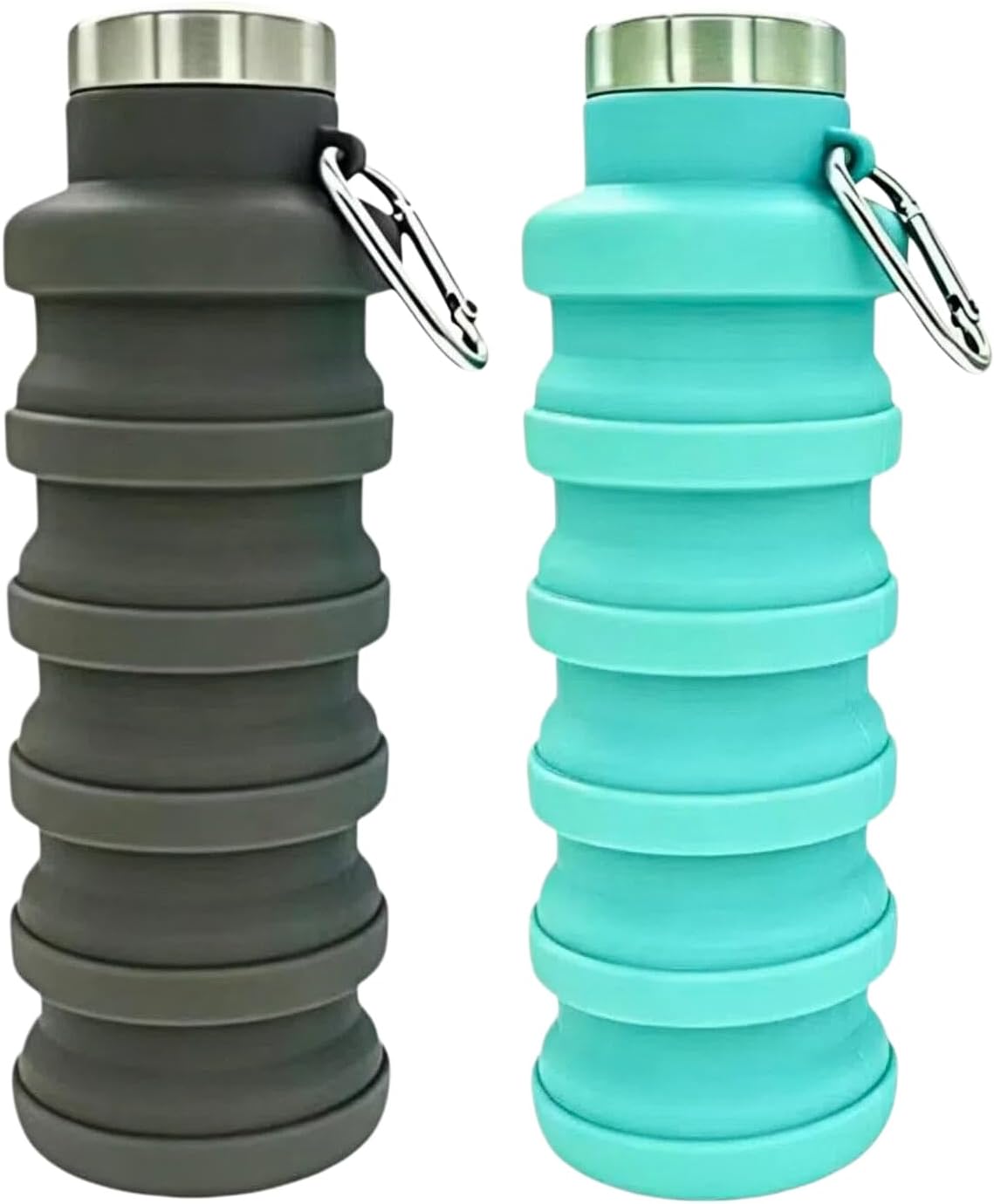 YCT Collapsible Water Bottle 17oz（500ml），Travel Portable Sport Water Bottle，Reusable Silicone Foldable Water Bottles for Gym Camping Hiking (Purple+Black)