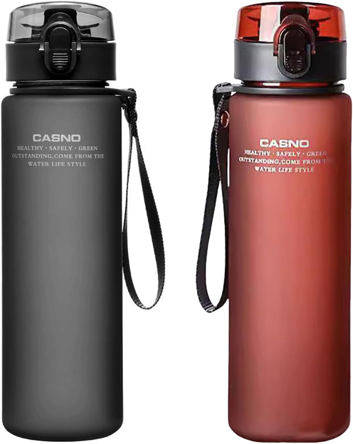 DEARART 20oz Water Bottles with Locked Button, Frosted Bottle One Hand, 100% Leakproof No Straw Direct Spout, Suit Sport Office School Travel Yoga Gym, Red