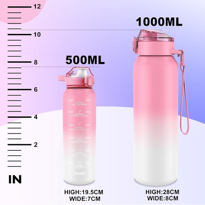 SLUXKE 24oz Insulated Water Bottle 18/10 Stainless Steel with 2Lids(Straw Lid& Spout Lids), 700ml Double Wall Vacuum Water Bottle with Handle Keep Cold and Hot for Men, Women & Kids PURPLE PINK