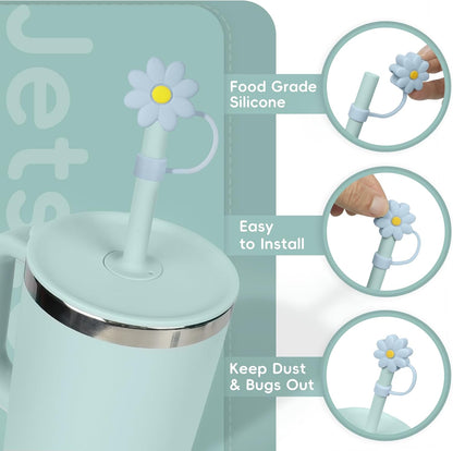 Jetstop Straw Cover Cap for Hydro flask tumblers - Dust Proof 10mm Silicone Stoppers compatible with Hydroflask Press-in Straw Lid