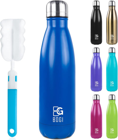 BOGI 17oz Insulated Water Bottle Double Wall Vacuum Stainless Steel Water Bottles, Leak Proof Metal Sports Water Bottle Keeps Drink Hot and Cold - Perfect for Outdoor Sports Camping Biking (Purple)