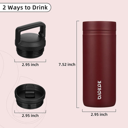 BJPKPK Insulated Water Bottle with 2 Lids,20 oz Double Wall Stainless Steel Vacuum Tumbler Travel Coffee Mug,Wide Mouth Thermal Cup,Haze Blue