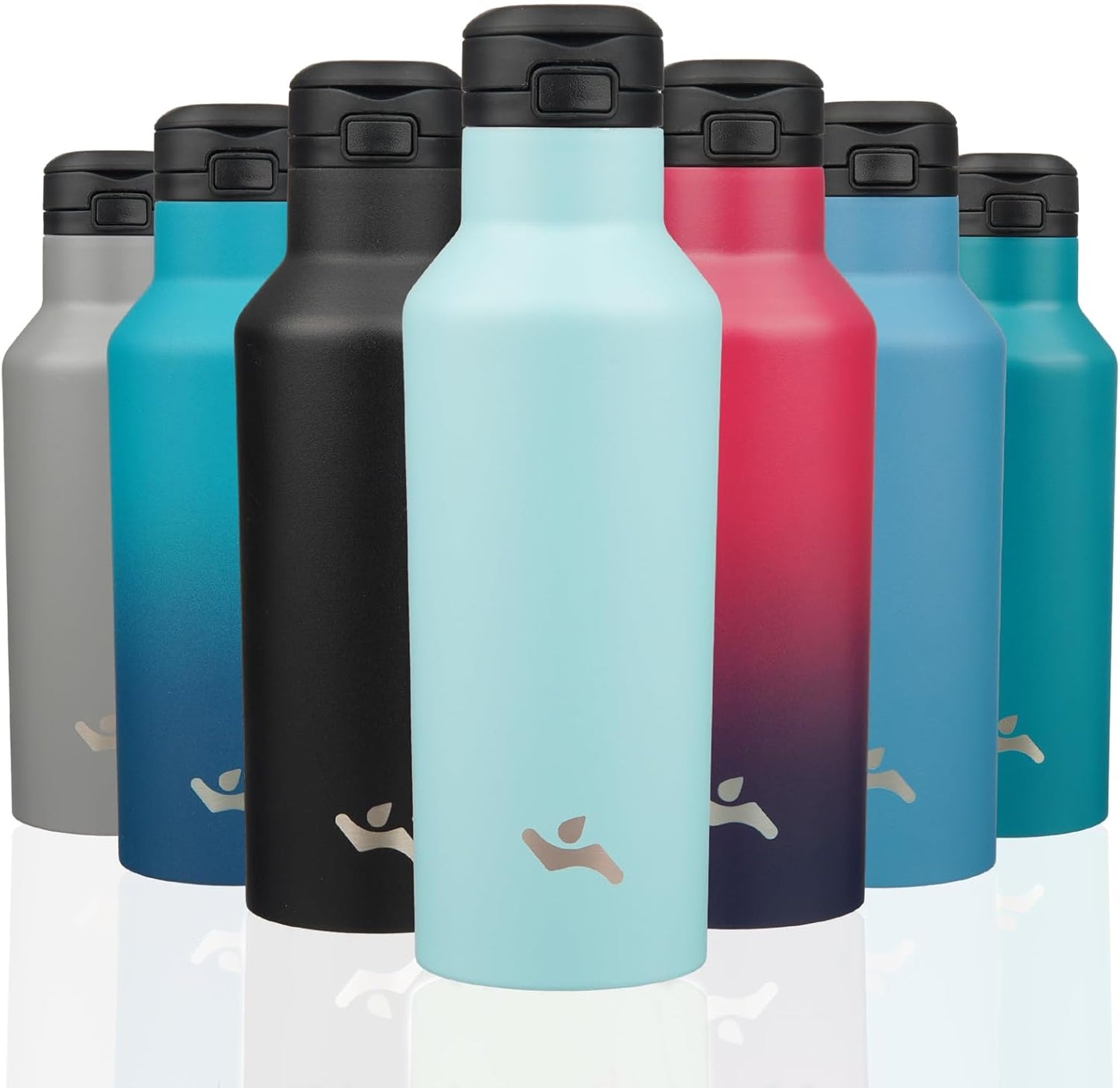 Konokyo Insulated Water Bottle with Straw,25 OZ Double Wall Vacuum Stainless Steel Water Flask with 2 Lids,Black