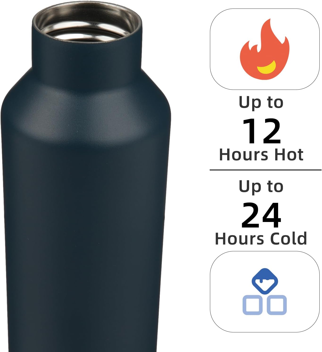 Konokyo Insulated Water Bottle with Straw,25 OZ Double Wall Vacuum Stainless Steel Water Flask with 2 Lids,Black