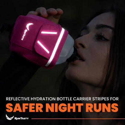 2-in-1 Running Fun: Handheld 12 Oz Water Bottle & Running Belt Add-On. No-Grip Design Straps on Hand & Slides on Belt. Waterproof Pocket for Money, Keys. Maximize Time, Freedom & Health