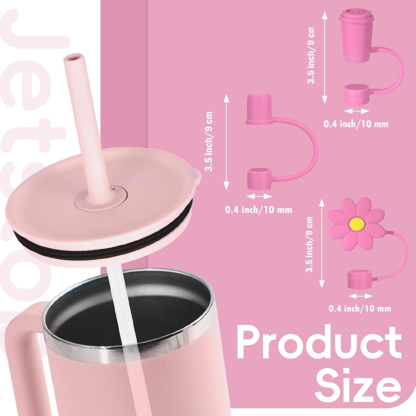Jetstop Straw Cover Cap for Hydro flask tumblers - Dust Proof 10mm Silicone Stoppers compatible with Hydroflask Press-in Straw Lid