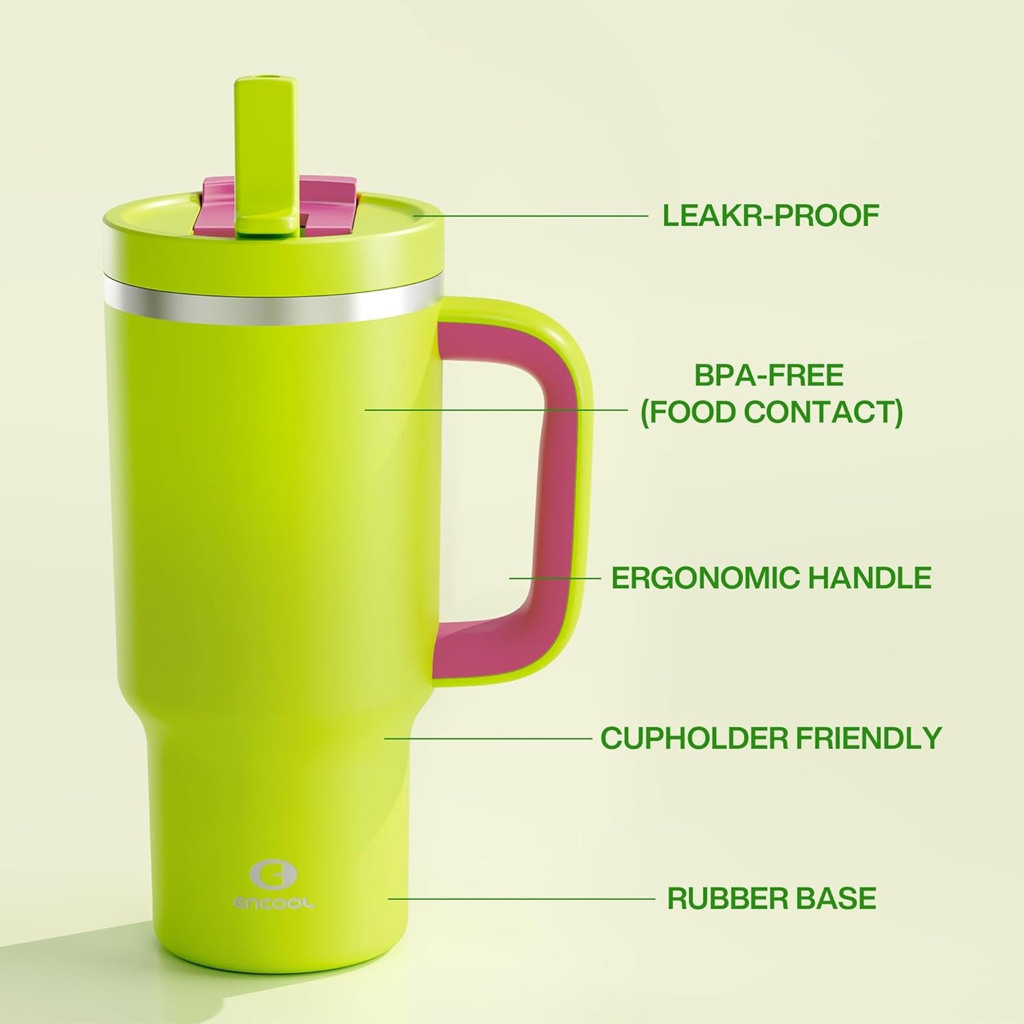 40 oz Tumbler with Handle and Straw: Stainless Steel Insulated Tumbler Keeps Cold for 24 Hours, Leakproof Travel Cup Fits in Cup Holder and BPA-Free, Cotton Candy