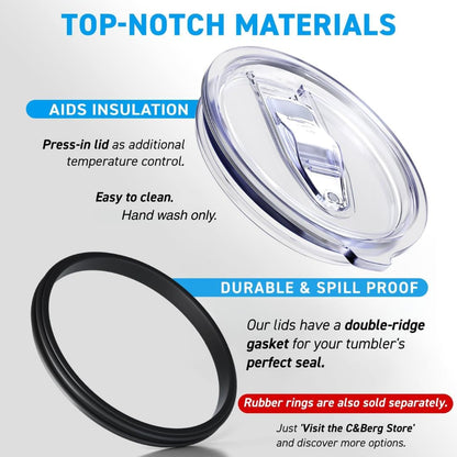 20 & 10 oz Pack of 4 Replacement Lids for Yti Tumblers - 3.3 Inch Diameter - Spill Proof Lids Silicon Sliding Covers, Fits Yti Tumblers, Hydro Flsk, Reusable No Leak Design, Splash Resistant Mug