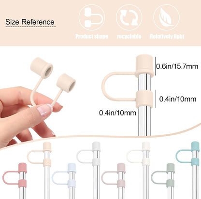 6PCS Silicone Straw Covers Cap Compatible with Stanley Cup 30&40oz Tumbler with Handle 10mm Straw Toppers，Straw Tips Lids Dust-Proof Reusable for Stanley Cup Accessories (White)