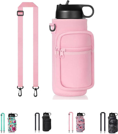 Water Bottle Holder with Strap, Insulated Crossbody Sling Bag, Carrier with Phone Pocket for Walking Hiking Camping Fishing