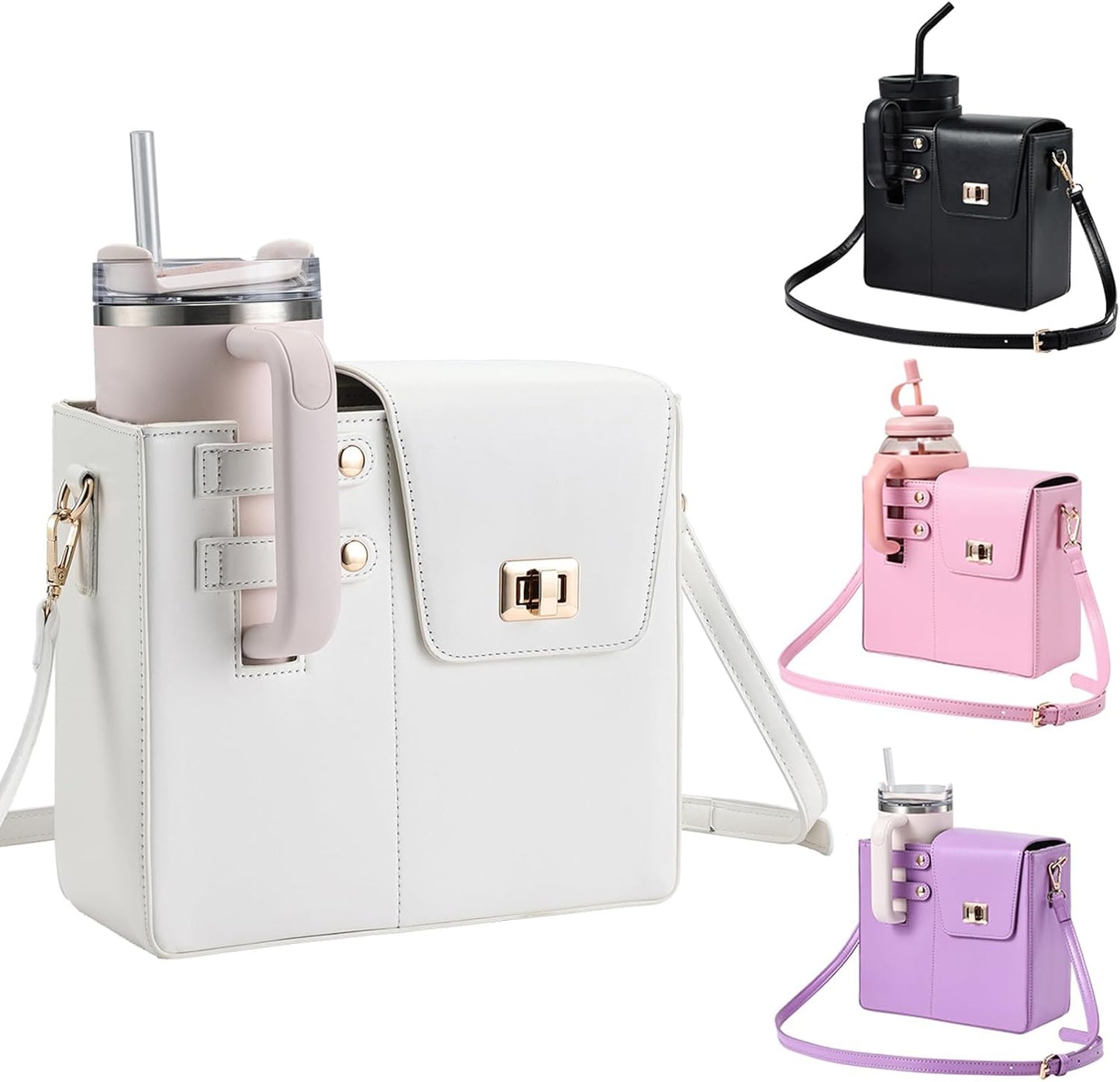 Outdoor Portable Crossbody Water Cup Purse Bag Water Bottle Carrier Bag with Phone Pocket Tumbler Carrier with Strap