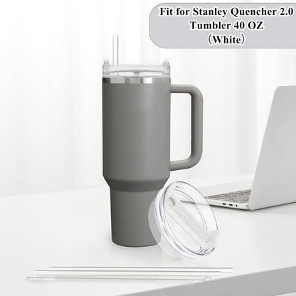 40oz Tumbler Lid Compatible for Stanley, 2 Pack Replacement Tumbler Lids Fit for Stanley Quencher 2.0 Tumbler 40 OZ, with Straws and Cleaning Brush (Orchid)