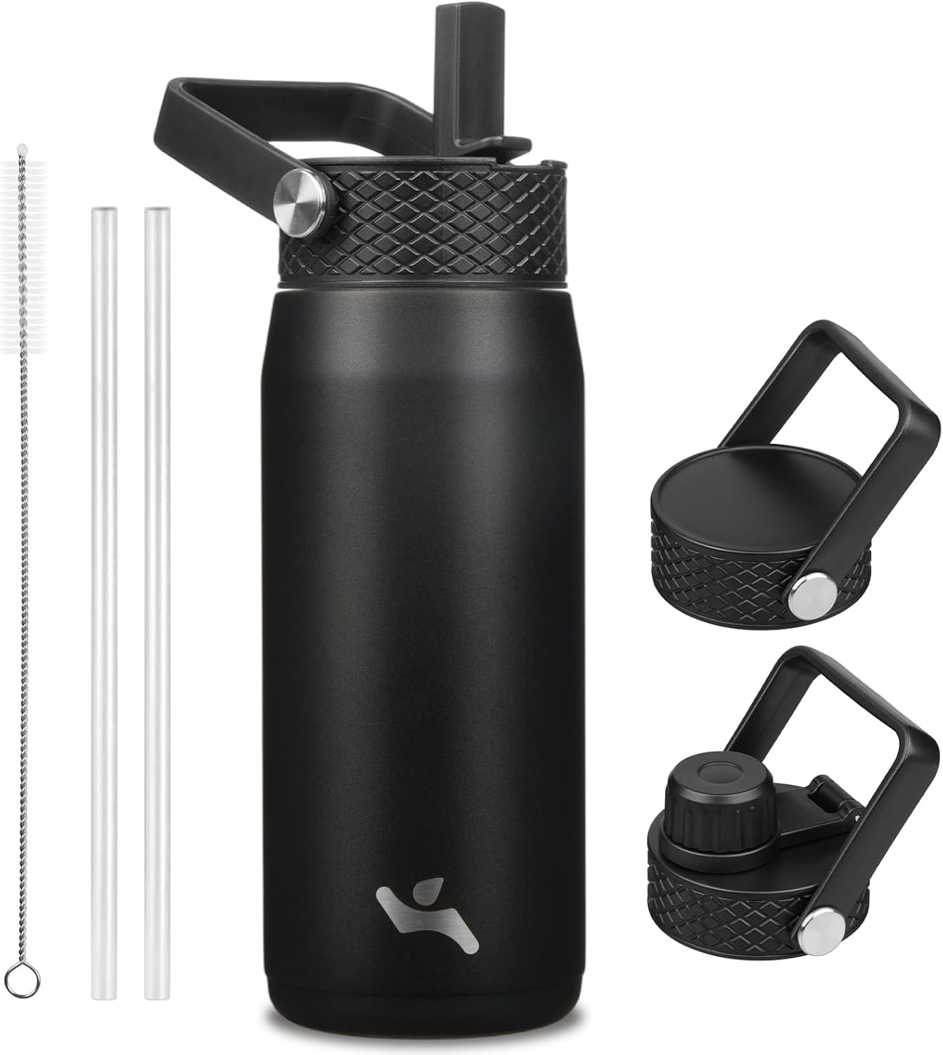 Konokyo 22oz Stainless Steel Bottles with 3 Lids Sport Insulated Water Bottle,Mint