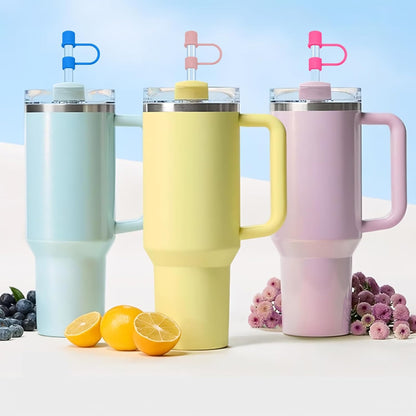6PCS Silicone Straw Covers Cap Compatible with Stanley Cup 30&40oz Tumbler with Handle 10mm Straw Toppers，Straw Tips Lids Dust-Proof Reusable for Stanley Cup Accessories (White)