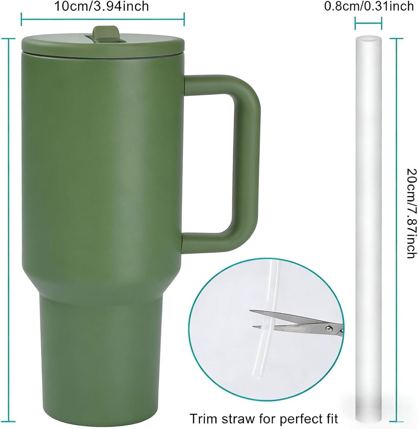40 oz Insulated Tumbler with Handle,Flip Straw,Lid & Rubber Base Stainless Steel Water Bottle - Leak Proof Vacuum Insulated Mug BPA Free Reusable Travel Cup Gifts for Women/Men (light blue)