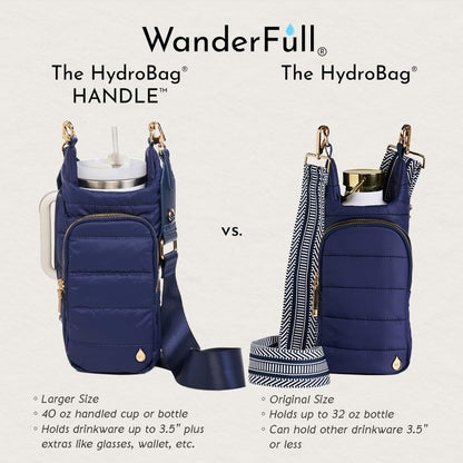 WanderFull Original HydroBag Handle® Zipper Slot for Handle, Hands-Free Crossbody Water Bottle Holder & Tumbler Accessories