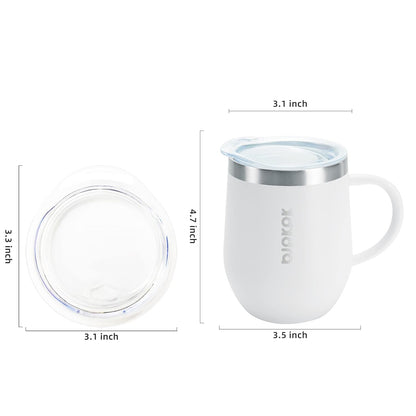 BJPKPK 2 pcs Insulated Coffee Mug, 14oz Insulated Tumbler with Lid, Stainless Steel Coffee Cups with Splash Proof Lid-White