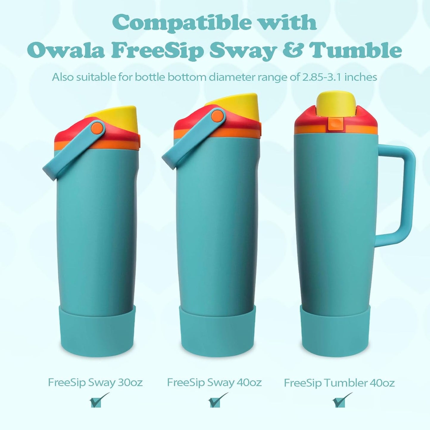 2PCS Silicone Boots for Owala 30oz & 40oz FreeSip Sway Bottles & Tumblers – Non-Slip, Scratch-Resistant, Stability Enhancer for Owala Accessories (Eucalyptus Green) - Colors B
