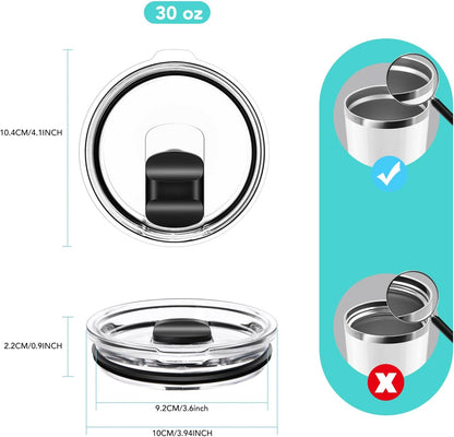 30 oz Tumbler Lid, Replacement Lids Compatible for YETI 30/32 oz Tumbler, 14 oz Mug and 35 oz Straw Mug, 2 Pack Travel Spill Proof Cup Lids Covers with Magnetic Slider Switch, BPA Free