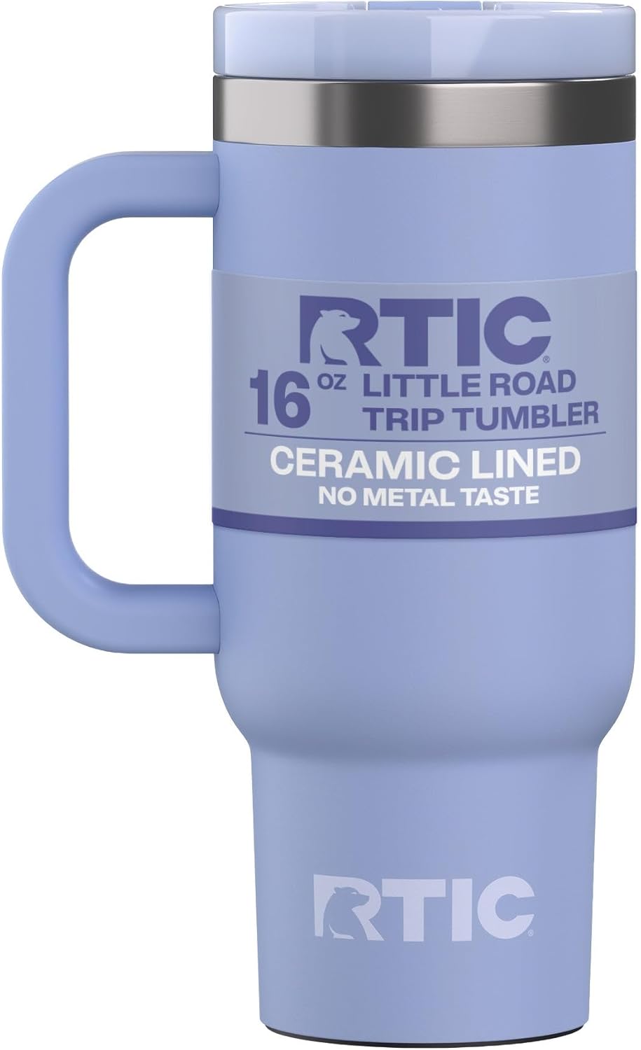 RTIC Little Road Trip Tumbler 16oz for Kids with Straw Lid and Handle, Ceramic Lined, Insulated Stainless Steel Travel Water Mug Cup, Leak-Proof, RTIC Ice Glitter