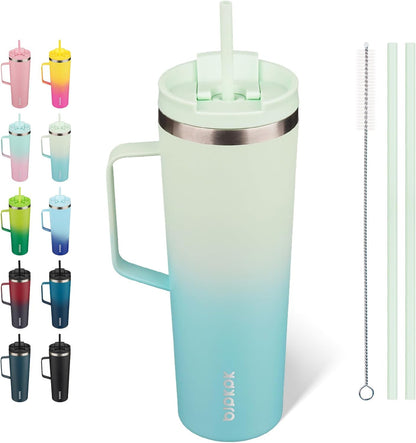 BJPKPK Insulated Tumbler with Handle, 18oz Insulated Tumblers with Lid and Straw, Stainless Steel Metal Water Bottles, Coffee Travel Mugs, Cups, Marshmallow
