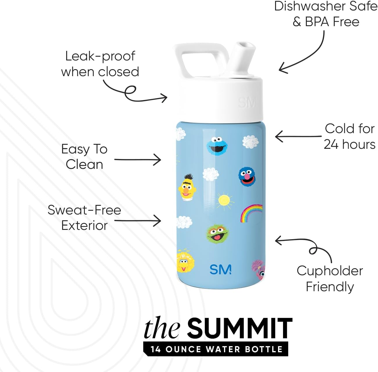 Simple Modern Kids Water Bottle with Straw Lid | 14oz Insulated Stainless Steel Kids Tumbler & Spill Proof Toddler Cup for School, Girls, Boys | Summit | Chloe Floral - Colors A