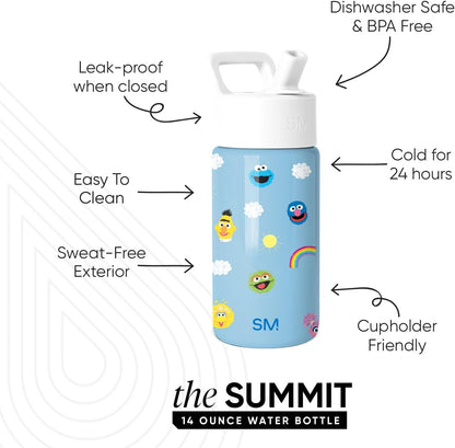 Simple Modern Kids Water Bottle with Straw Lid | 14oz Insulated Stainless Steel Kids Tumbler & Spill Proof Toddler Cup for School, Girls, Boys | Summit | Chloe Floral - Colors A