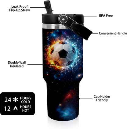 30 oz Tumbler with Handle Flip Straw Leak Proof - Pickleball Mug 30oz Tumbler Travel Coffee Mug with Handle - Birthday Gifts for Women Pickleball Lovers Players 30 Ounce Stainless Steel Cup