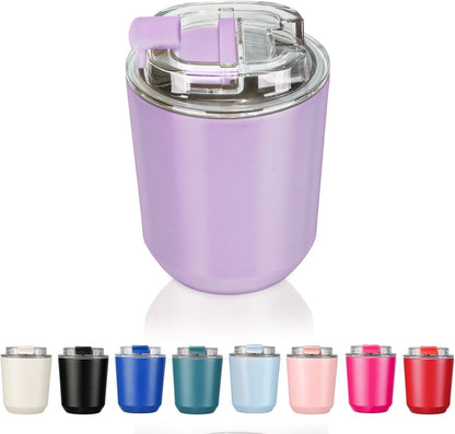 Puraville Insulated Tumblers with Lid, 14 oz Travel Coffee Mug Stainless Steel Vacuum Cup, Leak Proof Reusable Double Walled Coffee Tumbler for Iced and Hot Drinks, Cream