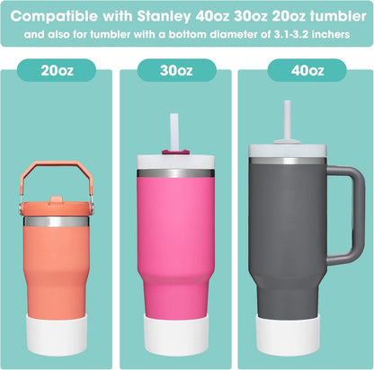 Airboat Upgrade 2PCS Protective Silicone Boot Bumper for Stanley Quencher Adventure 40oz 30oz IceFlow 20oz 30oz Tumbler, Water Bottle Bottom Sleeve Cover Accessories for Stanley Mug Cup(Black)