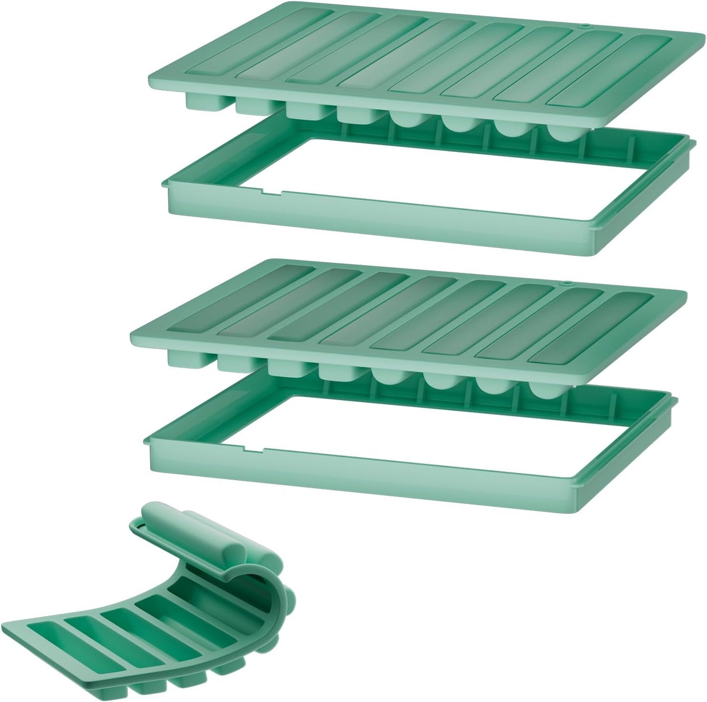 Water Bottle Ice Cube Trays for Freezer - Silicone Ice Stick Mold with Support Fame, Long Ice Cube Maker for Chilling Whiskey, Cocktails, Coffee - Reusable Easy-Release Narrow Ice Tray (Pack of 2)