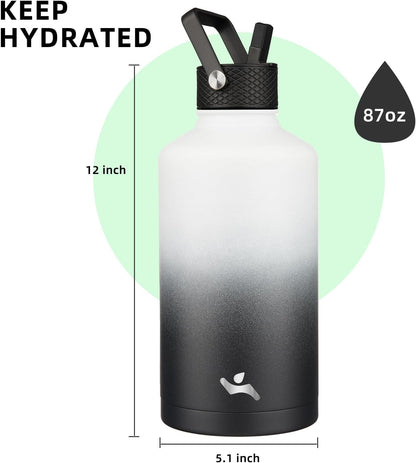 Konokyo 22oz Stainless Steel Bottles with 3 Lids Sport Insulated Water Bottle,Mint