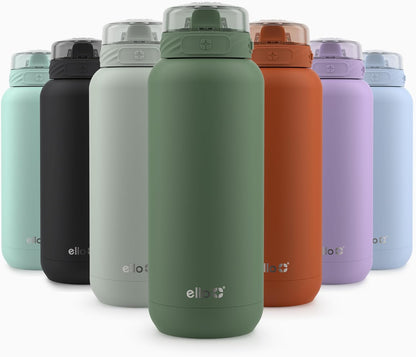 Ello Cooper 22oz Stainless Steel Water Bottle with Straw and Carry Handle, Double Walled and Vacuum Insulated Metal, Leak Proof Locking Lid with Soft Silicone Spout, Reusable, BPA Free, Lilac