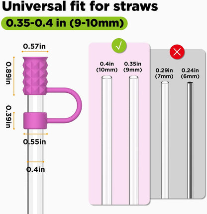 6 Pcs Straw Covers Caps, 0.4in/10mm Straw Toppers for Stanley Cup 30/40 oz, Starlight