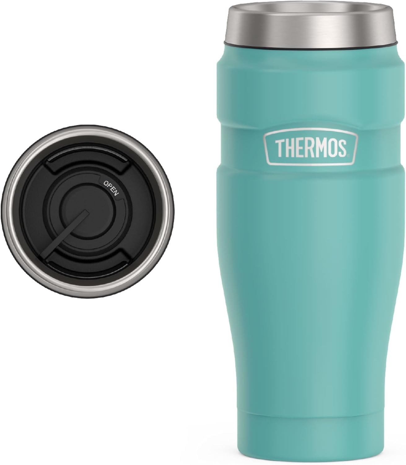 THERMOS Stainless King Vacuum-Insulated Stainless Steel Tumbler - 16oz, Midnight Blue - Insulated Coffee Tumbler for Hot & Cold Drinks - Leak-Proof & Sweat-Proof for Commuting & Traveling