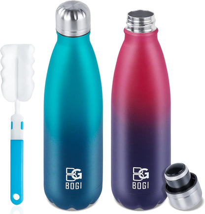 BOGI 17oz Insulated Water Bottle Double Wall Vacuum Stainless Steel Water Bottles, Leak Proof Metal Sports Water Bottle Keeps Drink Hot and Cold - Perfect for Outdoor Sports Camping Biking (Purple)