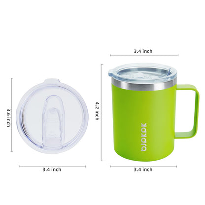 BJPKPK 2 pcs Insulated Coffee Mug, 14oz Insulated Tumbler with Lid, Stainless Steel Coffee Cups with Splash Proof Lid-White