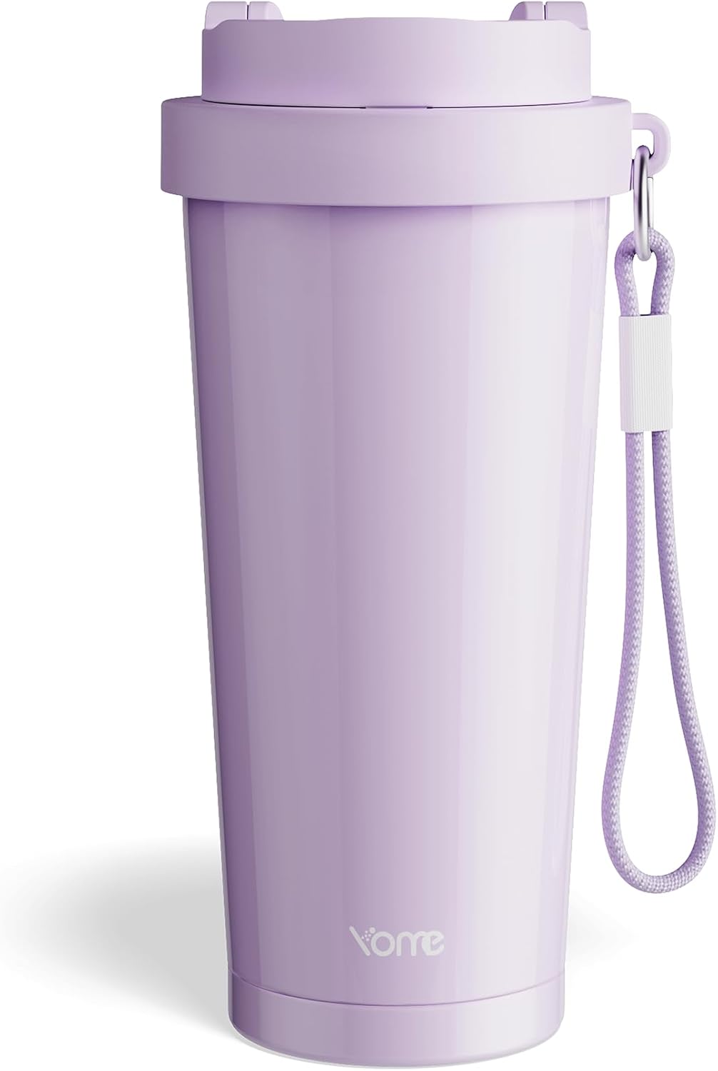 YOME 17oz Elegant Purple Bow Ceramic Lined Insulated Coffee Mug with Infuser for Women| One-handed Pop Open Lid | Stainless Steel |Keep Drinks Cold and Hot| 100% Leak Proof