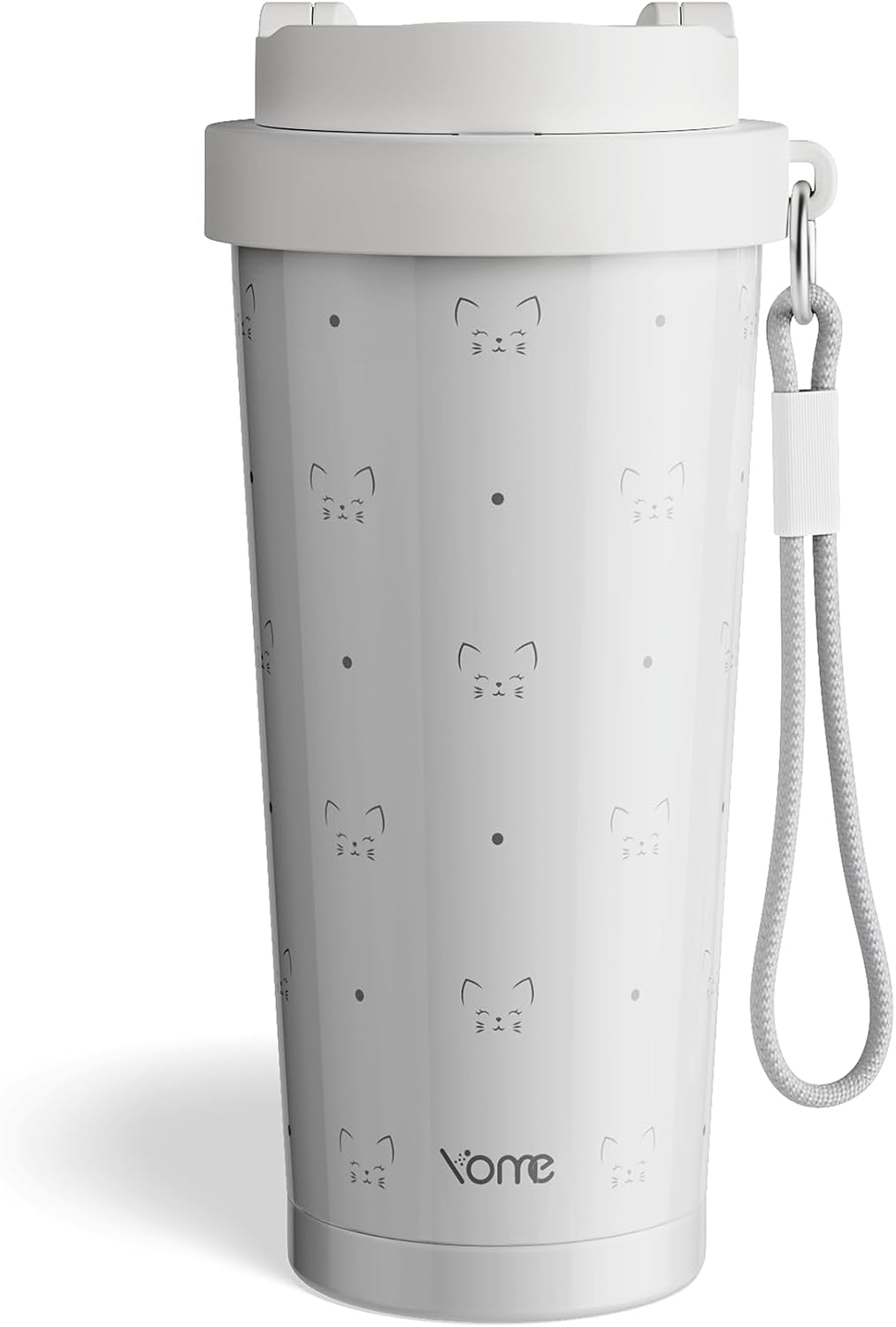 YOME 17oz Elegant Purple Bow Ceramic Lined Insulated Coffee Mug with Infuser for Women| One-handed Pop Open Lid | Stainless Steel |Keep Drinks Cold and Hot| 100% Leak Proof