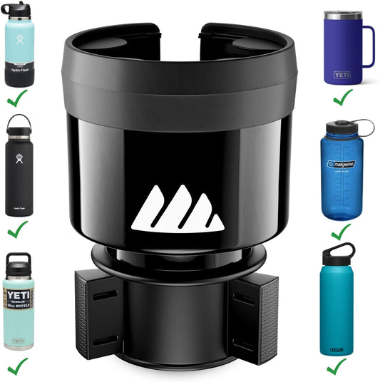 Integral Hydro Expander - Car Cup Holder Expander Organizer with Adjustable Base - Rubber Tabs Hold Most 32-40 oz Bottles and Large Cups